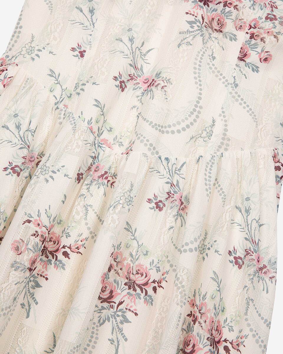 Long white floral print dress