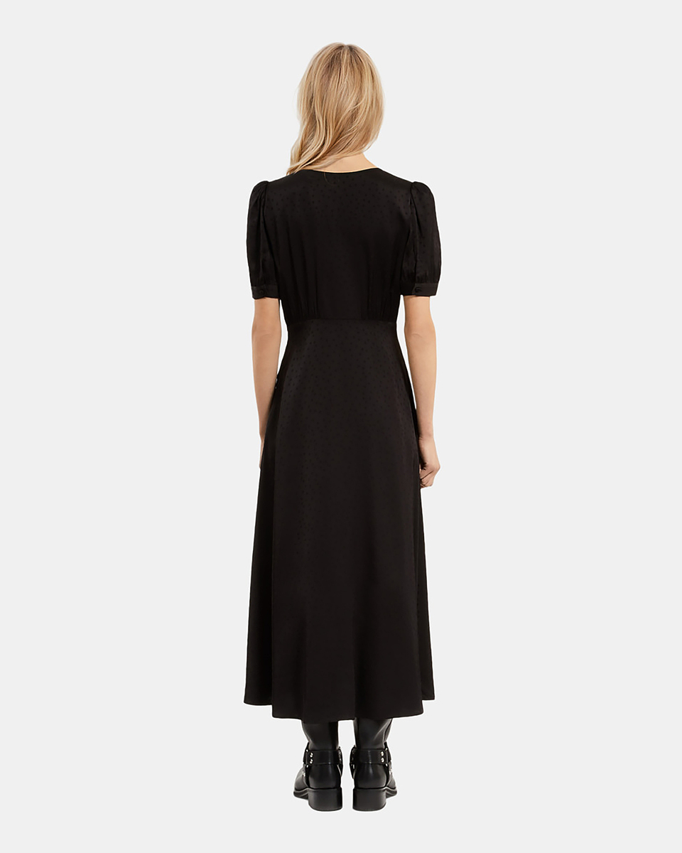 Black jacquard polka dot maxi dress