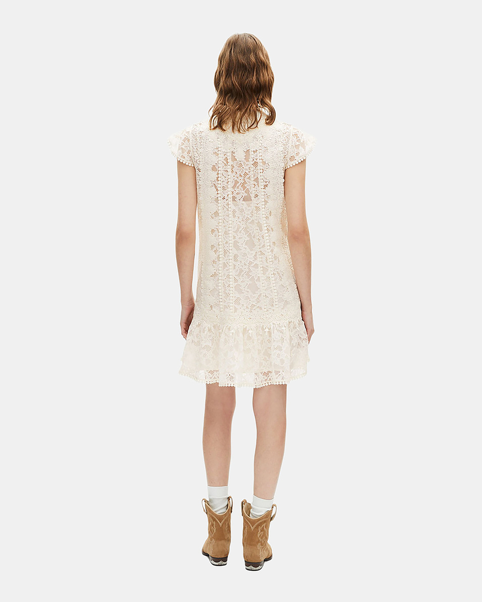 Short dress in ecru lace