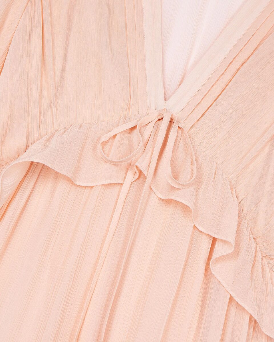 Long ruffled peach dress