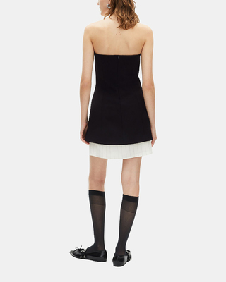 Black two-material strapless short dress