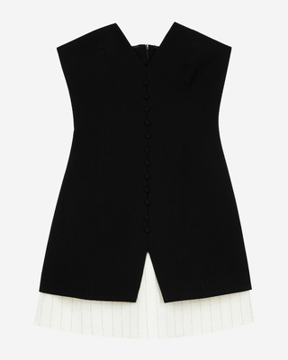 Black two-material strapless short dress