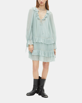 Short dress with blue ruffles