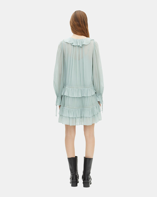 Short dress with blue ruffles