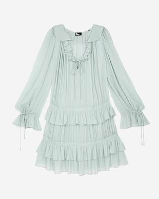 Short dress with blue ruffles