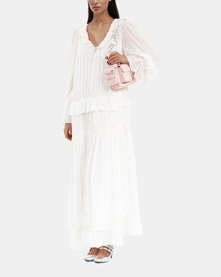 Ecru lavaliere collar dress