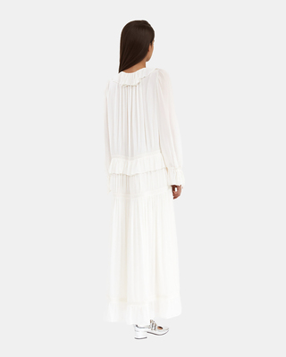 Ecru lavaliere collar dress