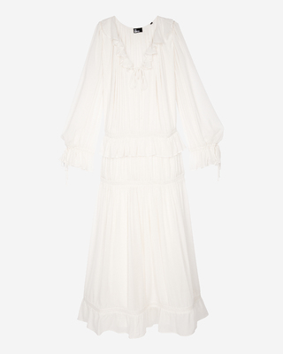 Ecru lavaliere collar dress