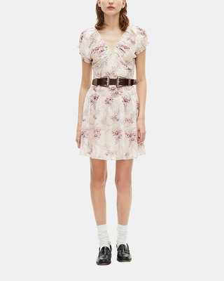 Short white floral print dress
