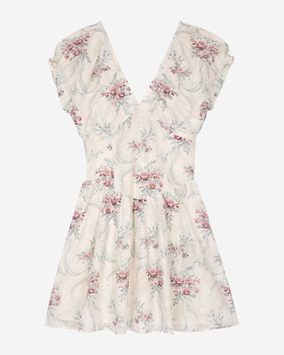 Short white floral print dress
