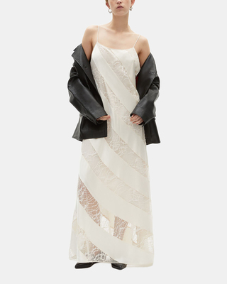 Long ecru lace and silk babydoll dress