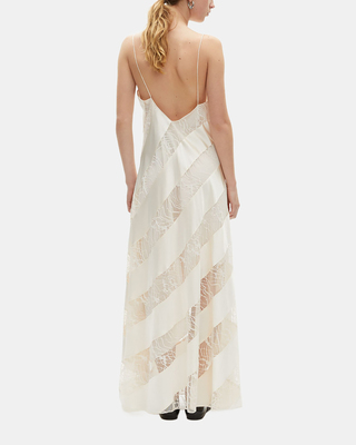 Long ecru lace and silk babydoll dress