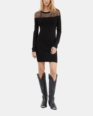 Short black ruched dress