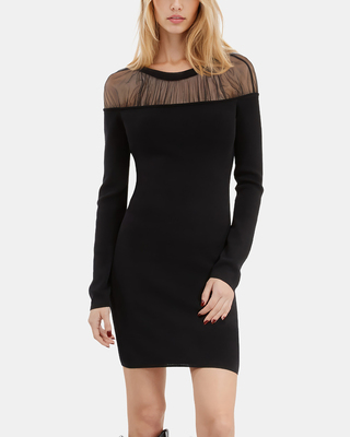 Short black ruched dress