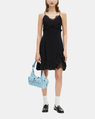 Short dress with black lace