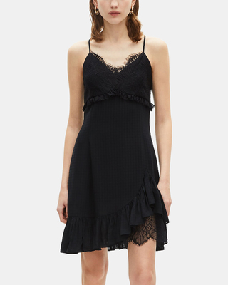 Short dress with black lace