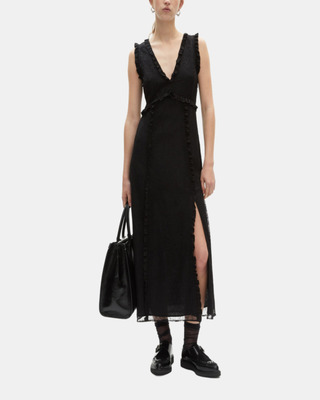 Long dress with black lace