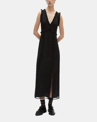 Long dress with black lace