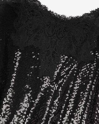 Black sequinned long babydoll dress