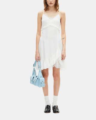 Short dress with ecru lace