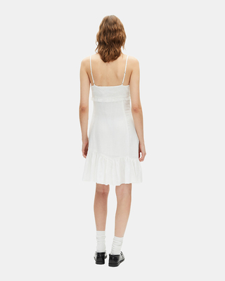 Short dress with ecru lace