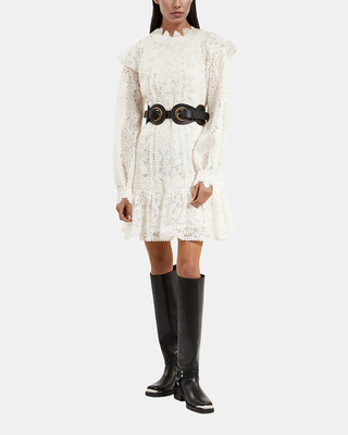 Short dress in ecru lace