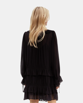 Short black dress with ruffles
