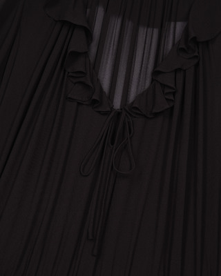 Short black dress with ruffles
