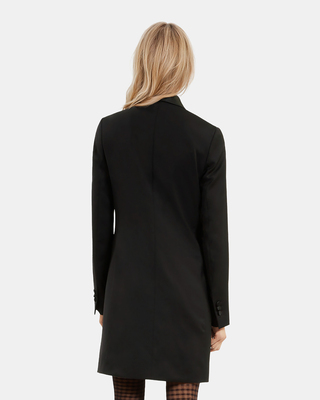 Short black wool tailored dress