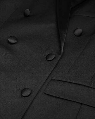 Short black wool tailored dress
