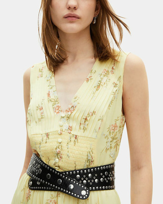 Long yellow floral print dress