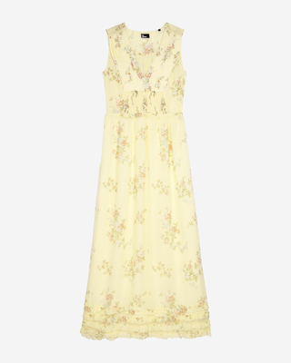 Long yellow floral print dress
