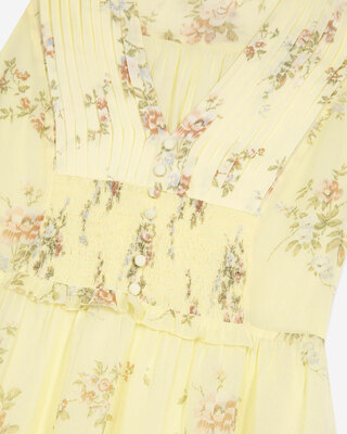 Long yellow floral print dress