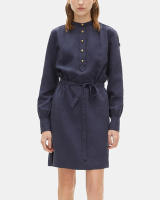Short navy blue linen dress