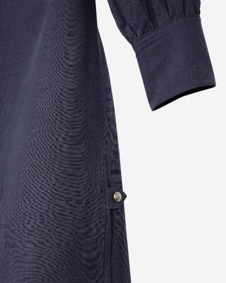 Short navy blue linen dress