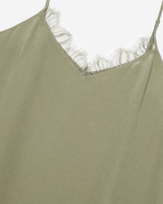 Khaki silk long babydoll dress