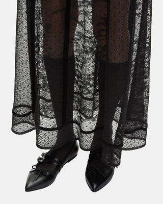 Long black mesh and lace dress
