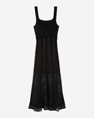 Long black mesh and lace dress