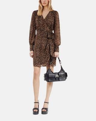 Short leopard print wrap dress