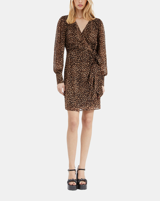 Short leopard print wrap dress