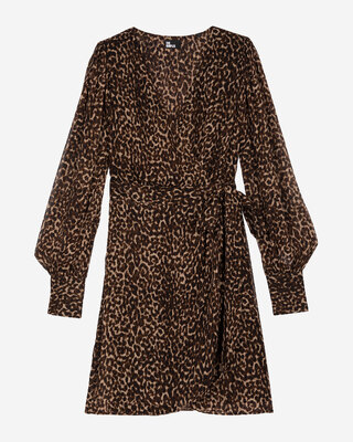 Short leopard print wrap dress