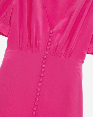 Long dress with pink silk buttoning
