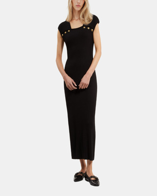 Black rib-knit maxi dress