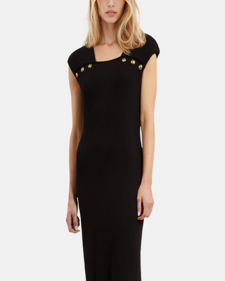 Black rib-knit maxi dress