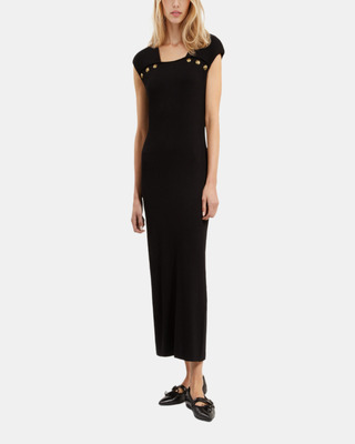 Black rib-knit maxi dress