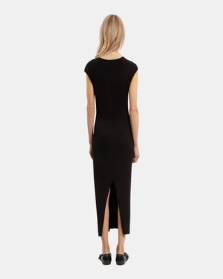Black rib-knit maxi dress
