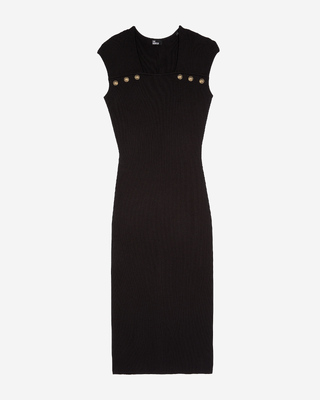 Black rib-knit maxi dress