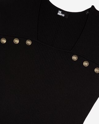 Black rib-knit maxi dress