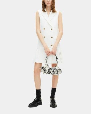 Short tailored ecru dress