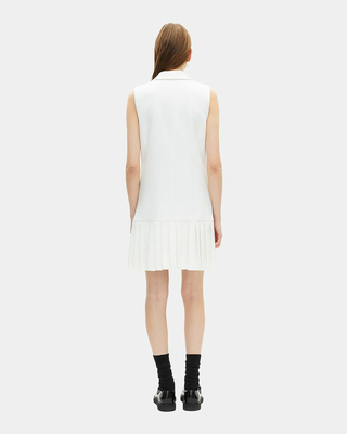 Short tailored ecru dress